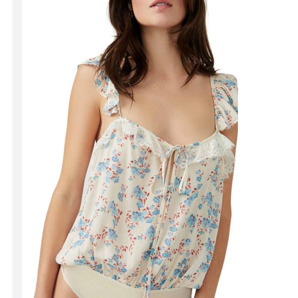 Free People Take It Away Romantic Floral Bodysuit S